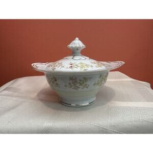 Vintage FAIRYLAND JAPAN Floral Covered Sugar Bowl Gold Trim Porcelain China